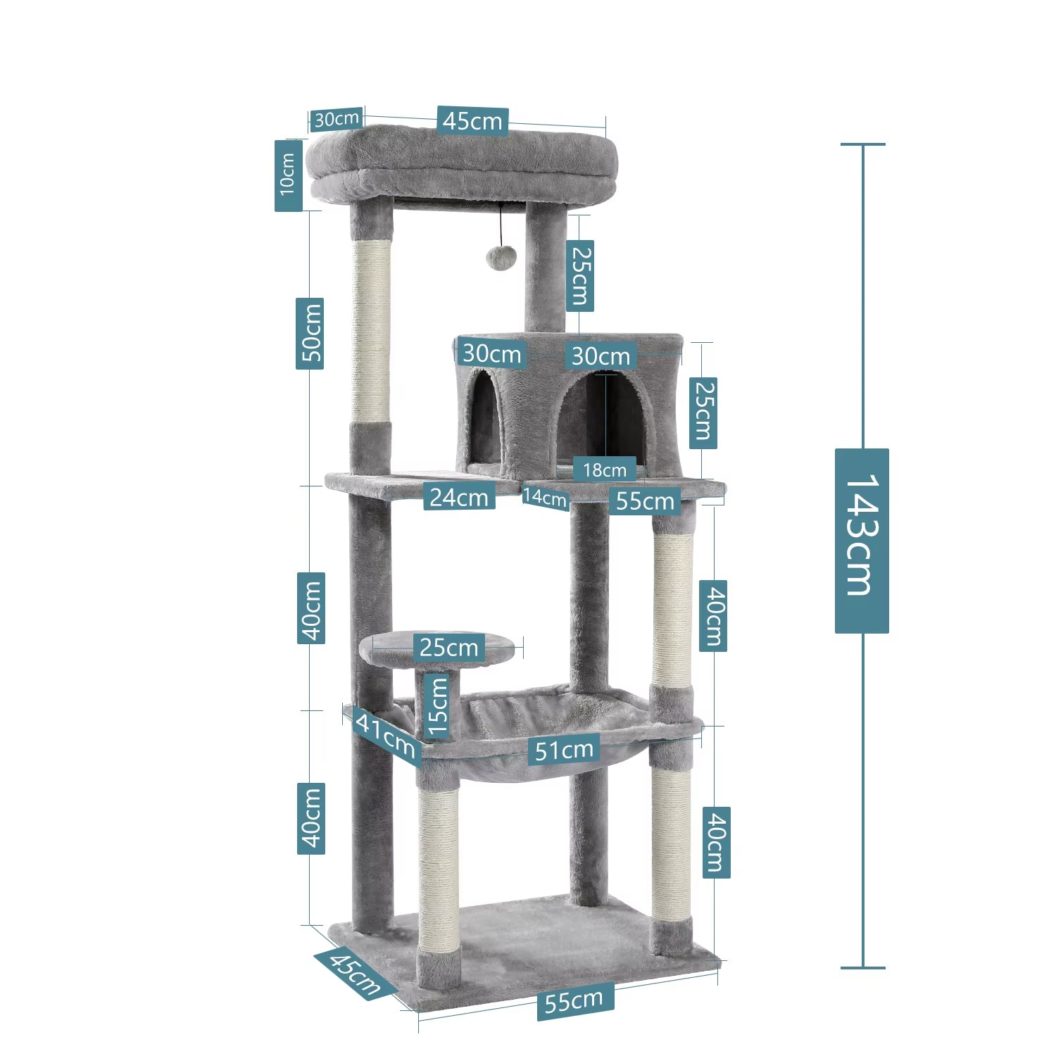 Cat Tree House Condo Cat’S Activity Center with Double Condo Indoor Soft Perch Fully Wrapped Scratching Sisal Post Rascador Gato