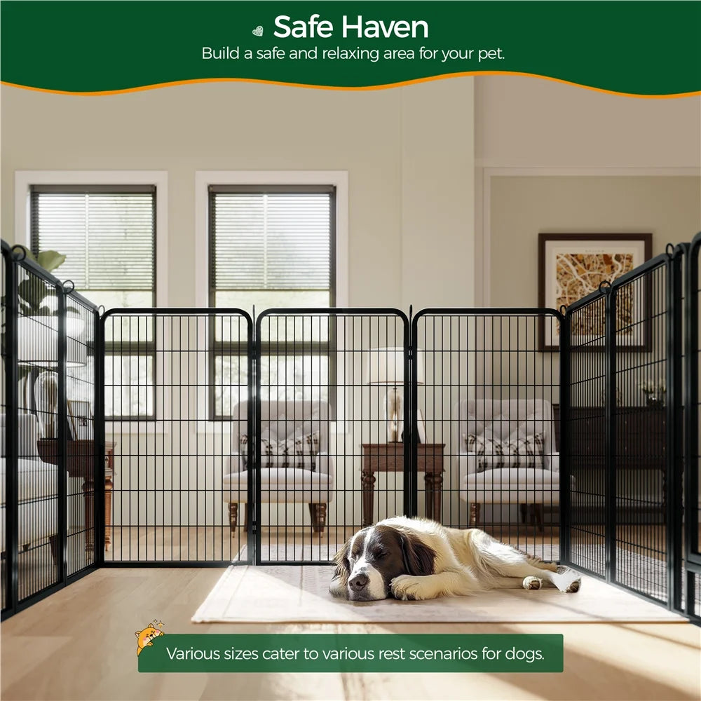 47.2″ Tall 8 Panels Metal Pet Playpen for Exercise Outdoor Indoor Fence, Black