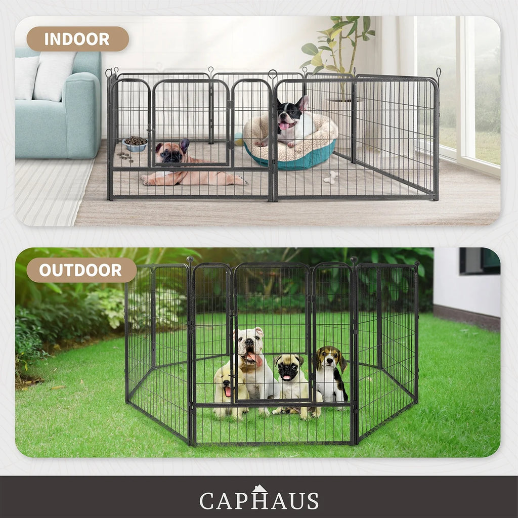 24/32/40 Inch Height Bold Metal Foldable Heavy-Duty Pet Playpen with Door, Available in 8/16/24/32 Panels, Indoor/Outdoor Portable Kennel, Dog/Animals Exercise Fence Cage for Yard, RV, Camping