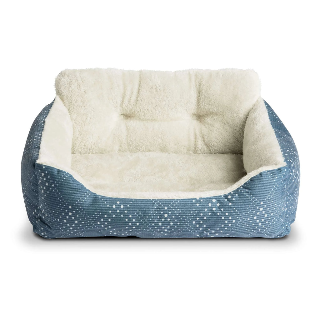 Dog & Cat Bed, Plush Lounger, Portable, Machine Washable, Blue, 21" X 17"
