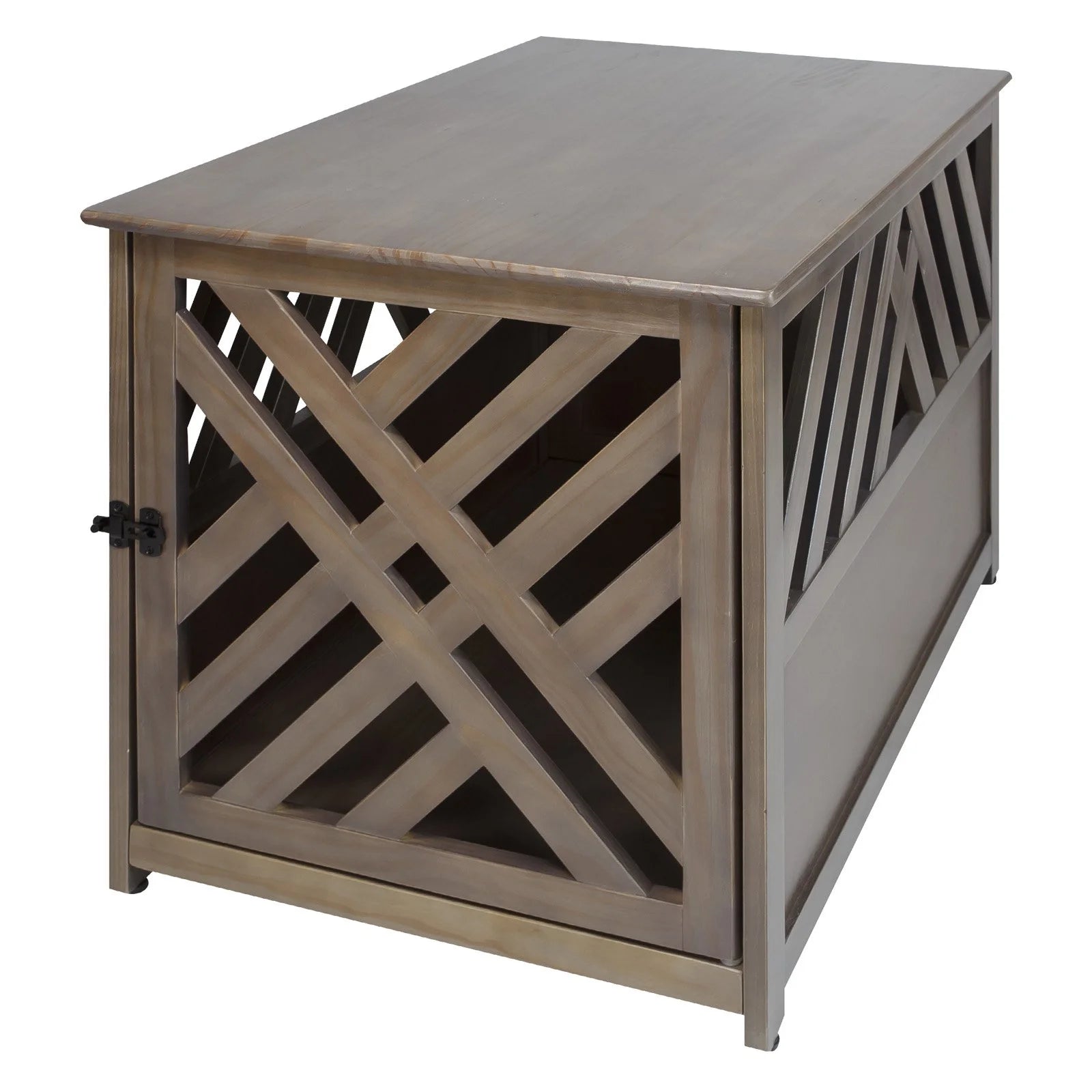 Modern Lattice Wooden Pet Crate End Table