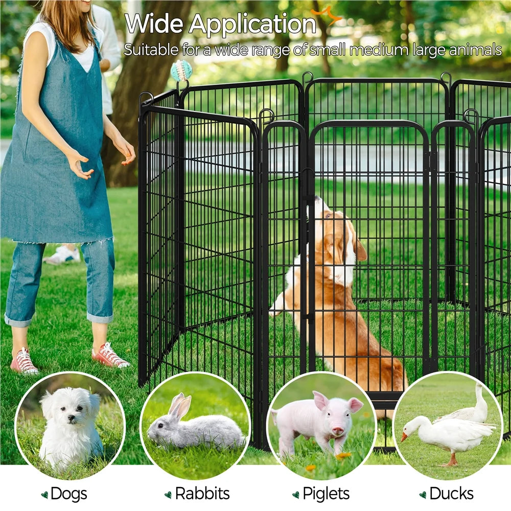 47.2″ Tall 8 Panels Metal Pet Playpen for Exercise Outdoor Indoor Fence, Black
