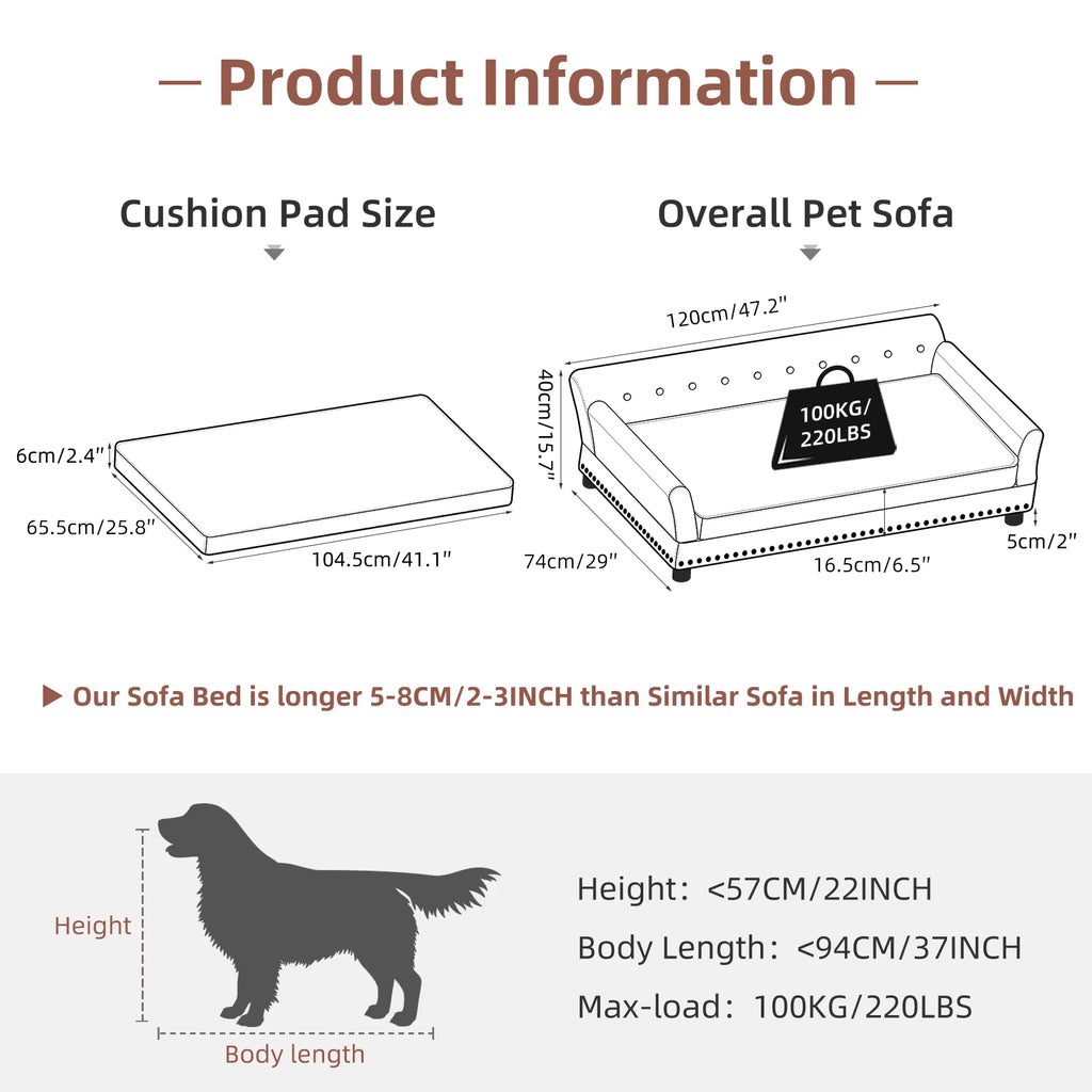 Pet Sofa Bed:  Waterproof Sofa-Type Dog Bed Pet Snuggle Lounge Bed with Removable Cushion