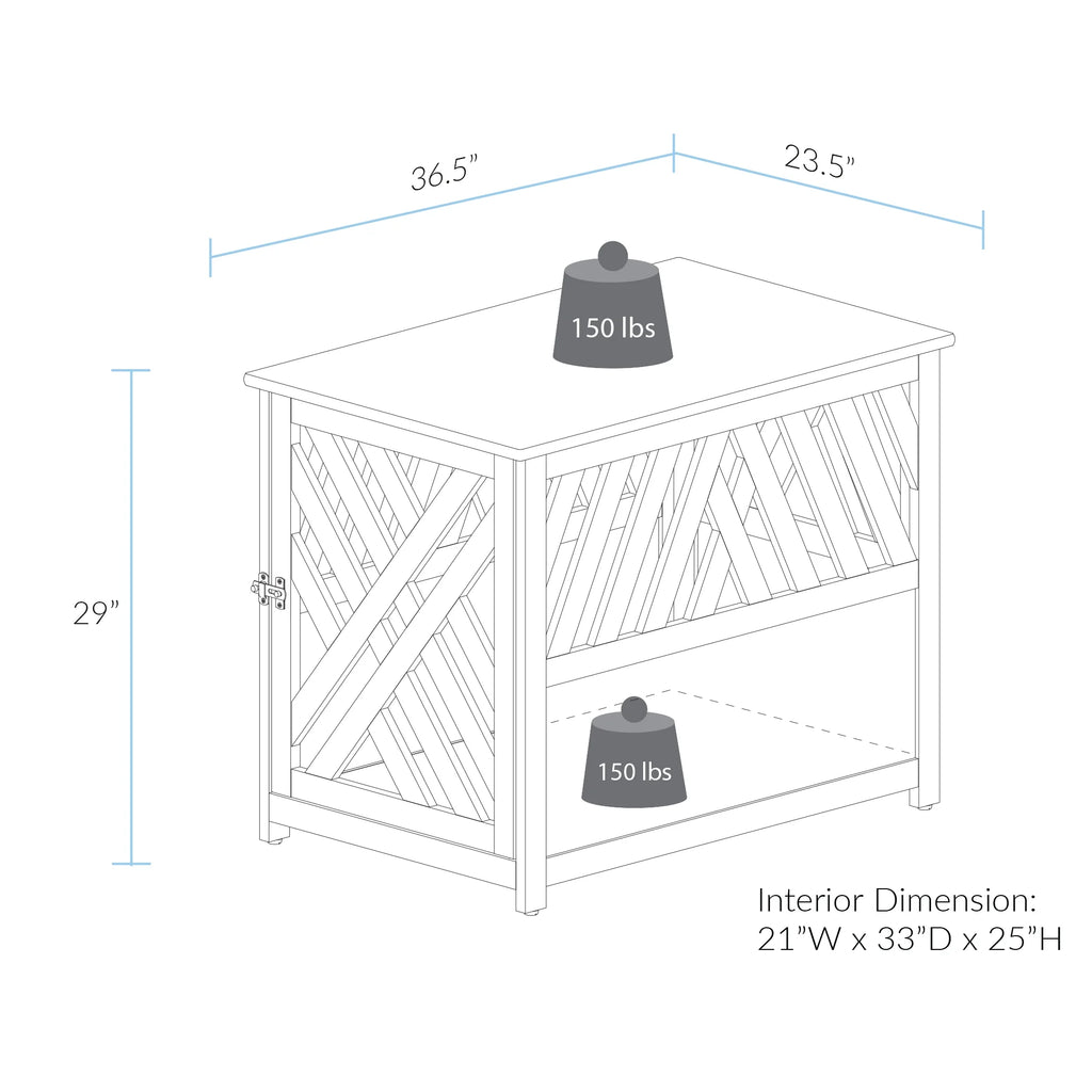 Modern Lattice Wooden Pet Crate End Table