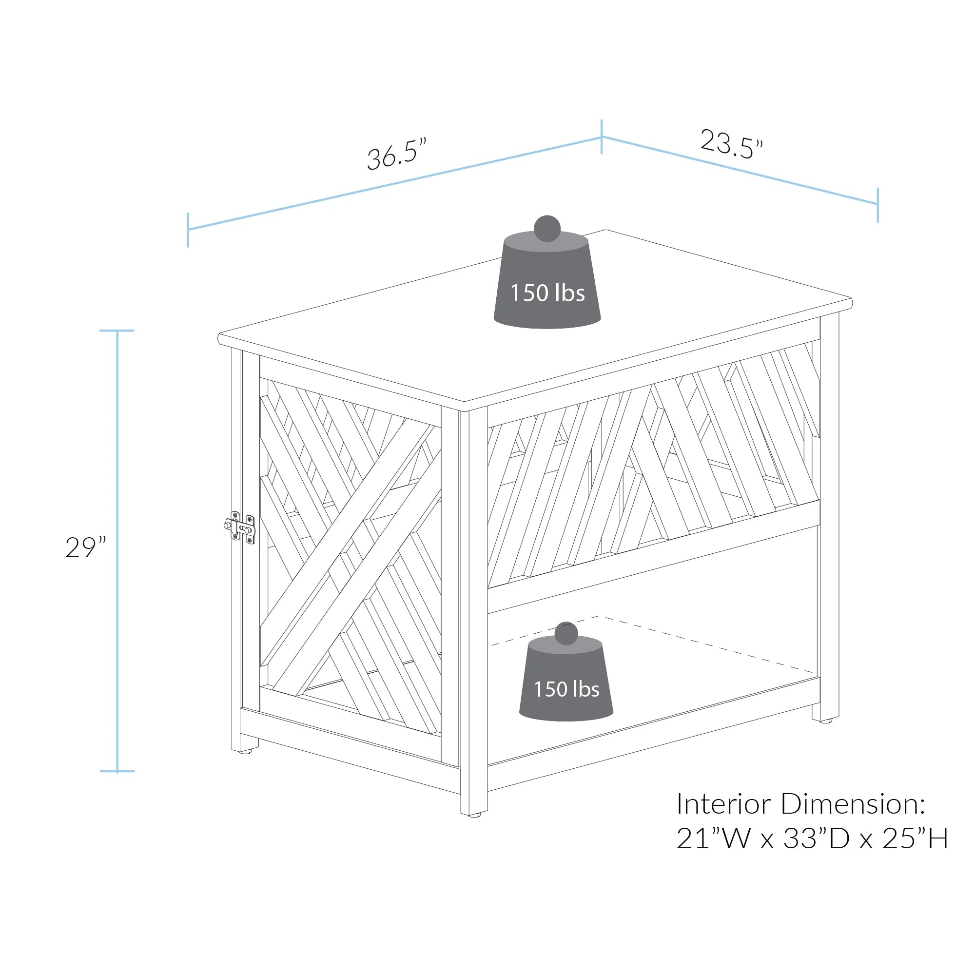Modern Lattice Wooden Pet Crate End Table
