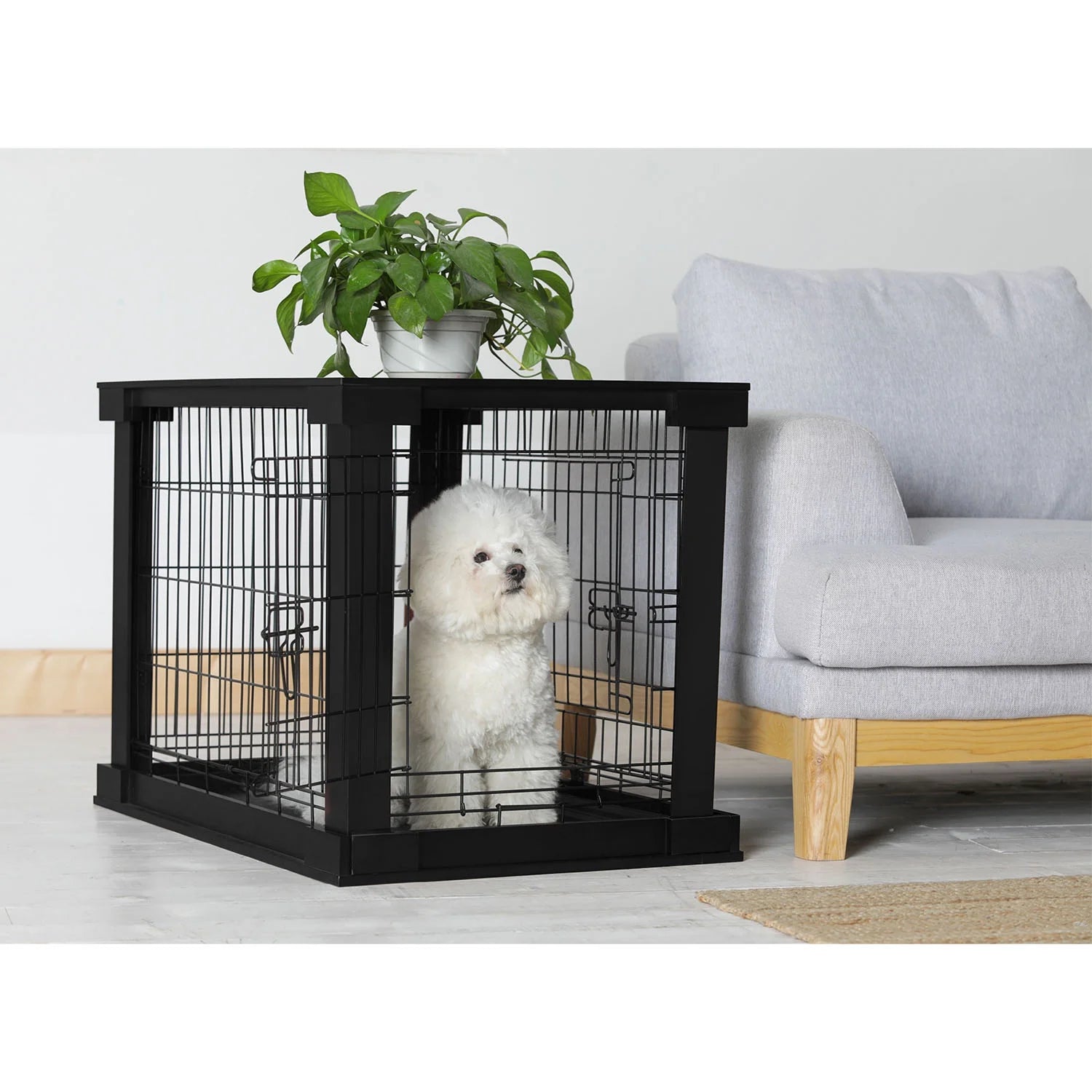 Products Decorative Pet Cage W/ Protection Box End Table, Black