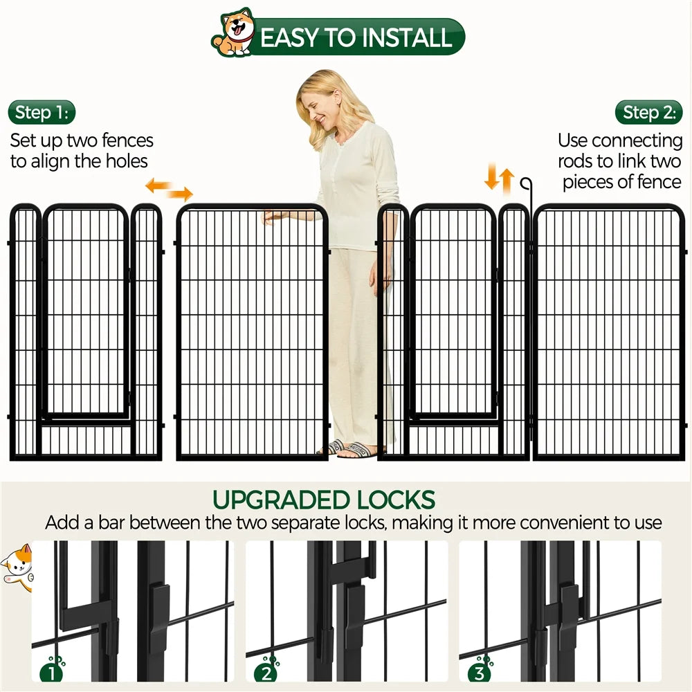47.2″ Tall 8 Panels Metal Pet Playpen for Exercise Outdoor Indoor Fence, Black