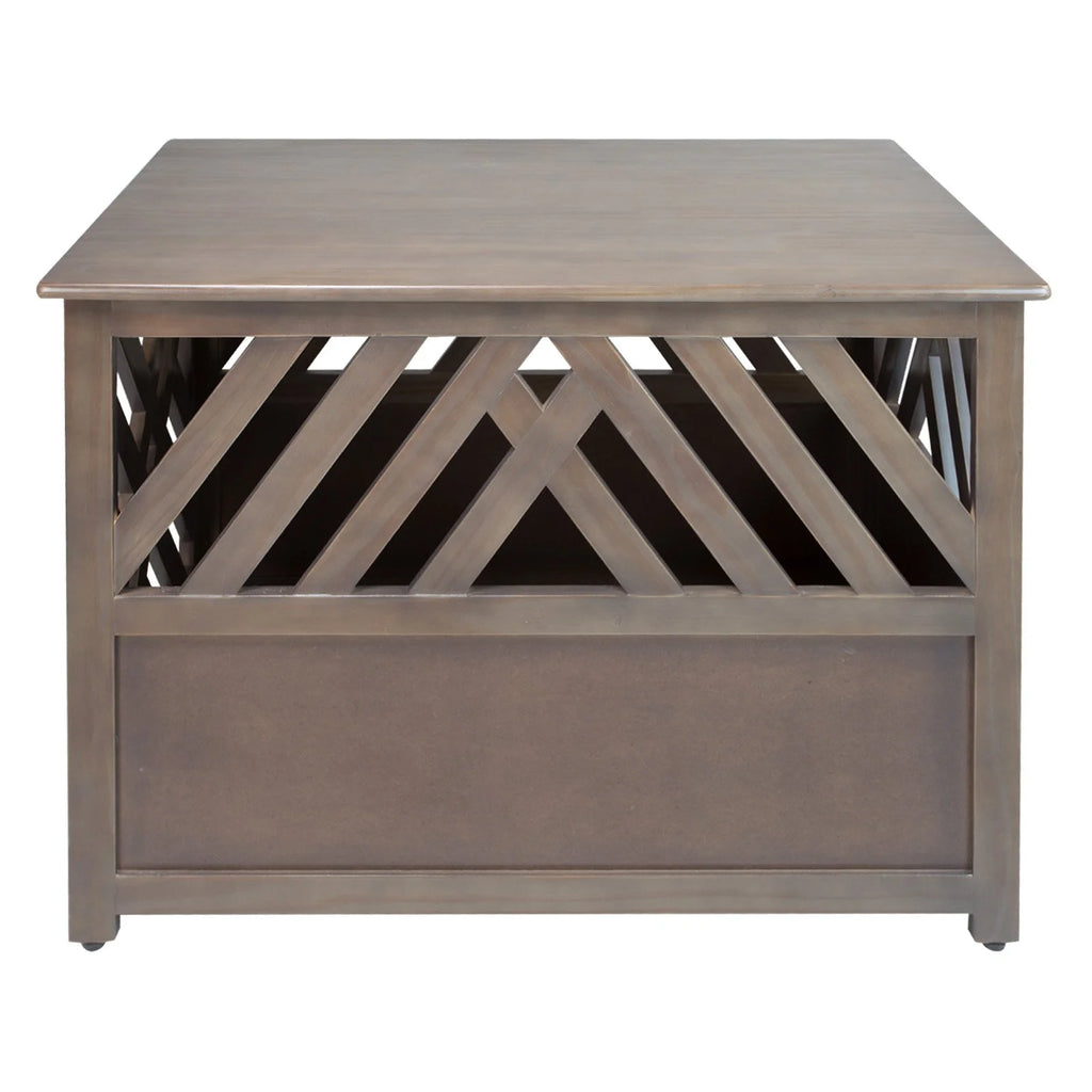 Modern Lattice Wooden Pet Crate End Table