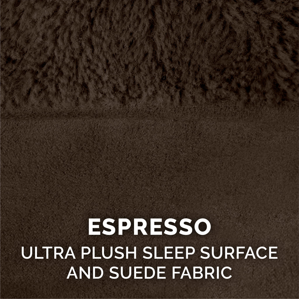 Plush & Suede Cooling Gel Foam Top Sofa Pet Bed for Dogs & Cats - Espresso, Jumbo
