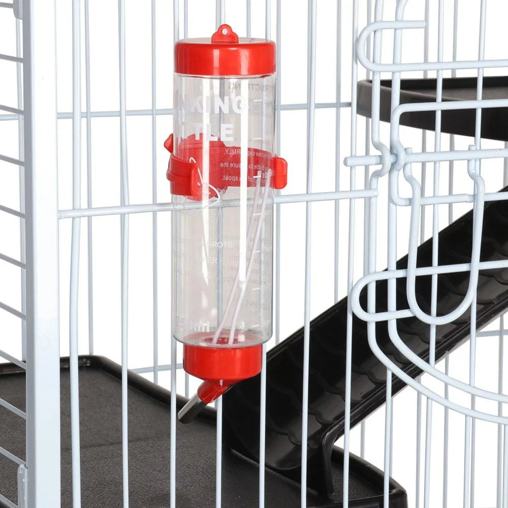 Large 6 Level Rolling Pet Cage with 3 Doors, Pet Bowl, and Water Bottle for Small Animals, White