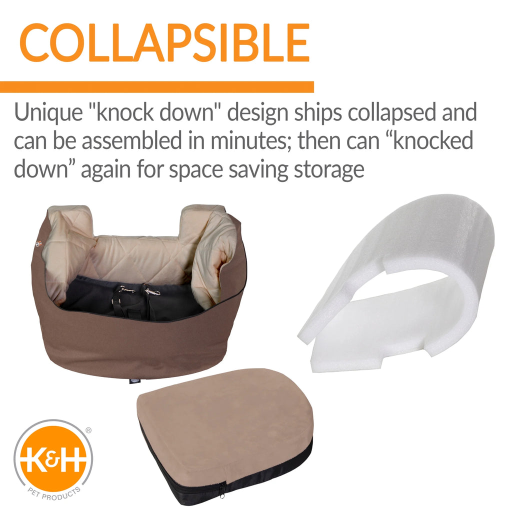 Bucket Booster Dog Car Seat Knockdown Tan/Tan Small