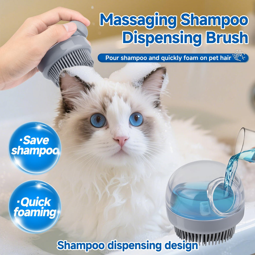 Pet Steam Brush for Dog & Cat–3-in-1 Spray Hair Removal Comb–Steam Brush for Shedding & Grooming–Water Brushes for Long & Short Haired Pets–Spritz Defur Comb–Includes Waterless Shampoo & Eye Wipes