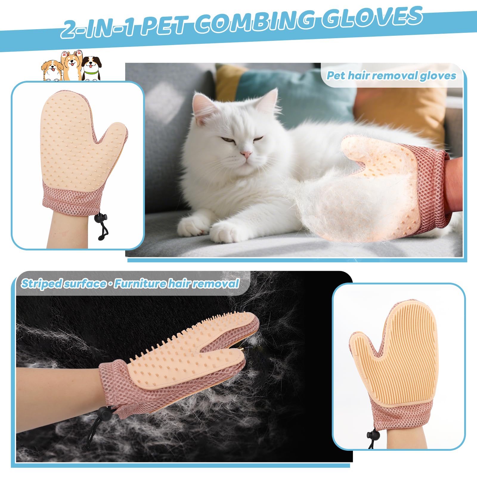 Pet Steam Brush for Dog & Cat–3-in-1 Spray Hair Removal Comb–Steam Brush for Shedding & Grooming–Water Brushes for Long & Short Haired Pets–Spritz Defur Comb–Includes Waterless Shampoo & Eye Wipes