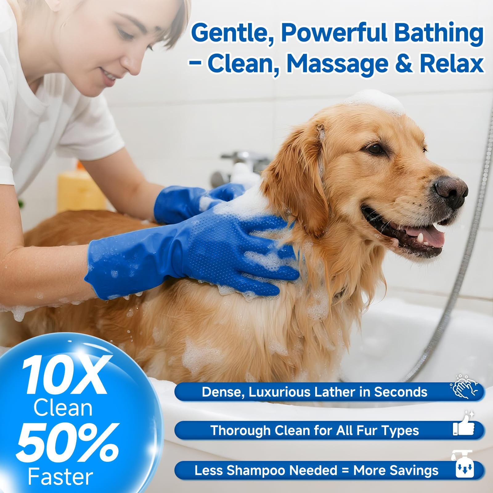 Pet Steam Brush for Dog & Cat–3-in-1 Spray Hair Removal Comb–Steam Brush for Shedding & Grooming–Water Brushes for Long & Short Haired Pets–Spritz Defur Comb–Includes Waterless Shampoo & Eye Wipes