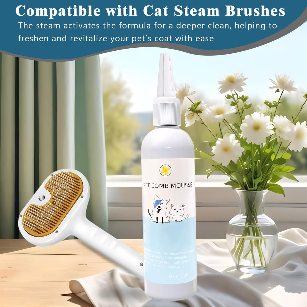Pet Steam Brush for Dog & Cat–3-in-1 Spray Hair Removal Comb–Steam Brush for Shedding & Grooming–Water Brushes for Long & Short Haired Pets–Spritz Defur Comb–Includes Waterless Shampoo & Eye Wipes