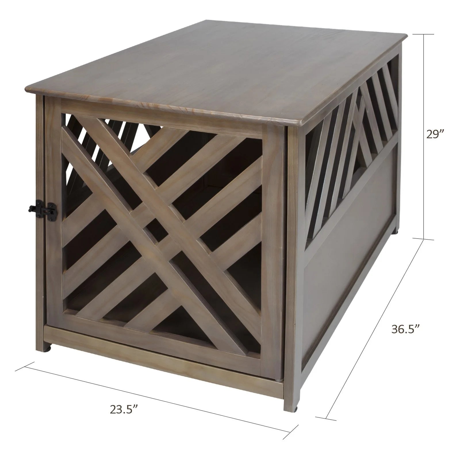 Modern Lattice Wooden Pet Crate End Table
