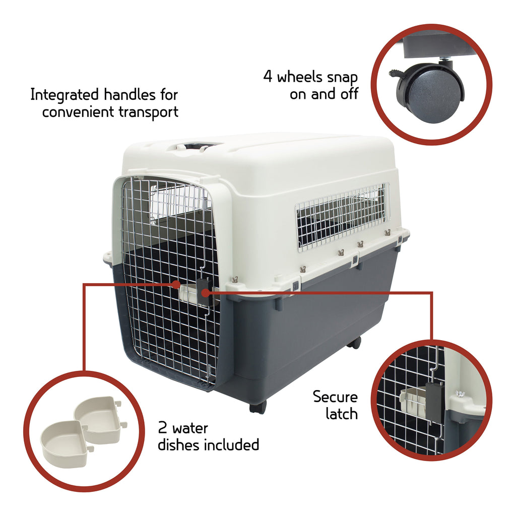 Airline Approved Plastic Dog Kennel with Wheels, Xx-Large