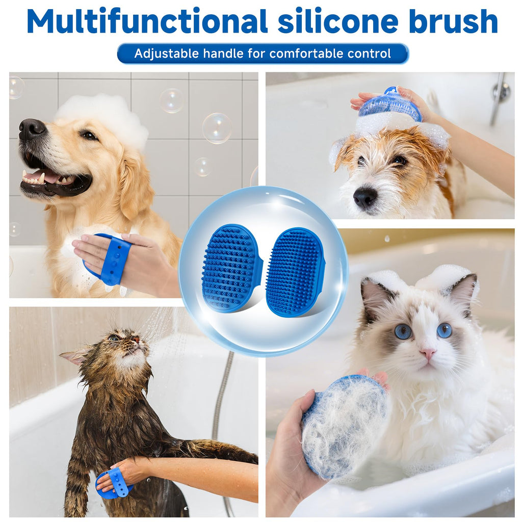 Pet Steam Brush for Dog & Cat–3-in-1 Spray Hair Removal Comb–Steam Brush for Shedding & Grooming–Water Brushes for Long & Short Haired Pets–Spritz Defur Comb–Includes Waterless Shampoo & Eye Wipes