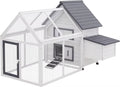 65" Chicken Coop Wooden with Detachable Run, Outdoor Chicken House Poultry Cage Hen with Nesting Box, Removable Tray,
