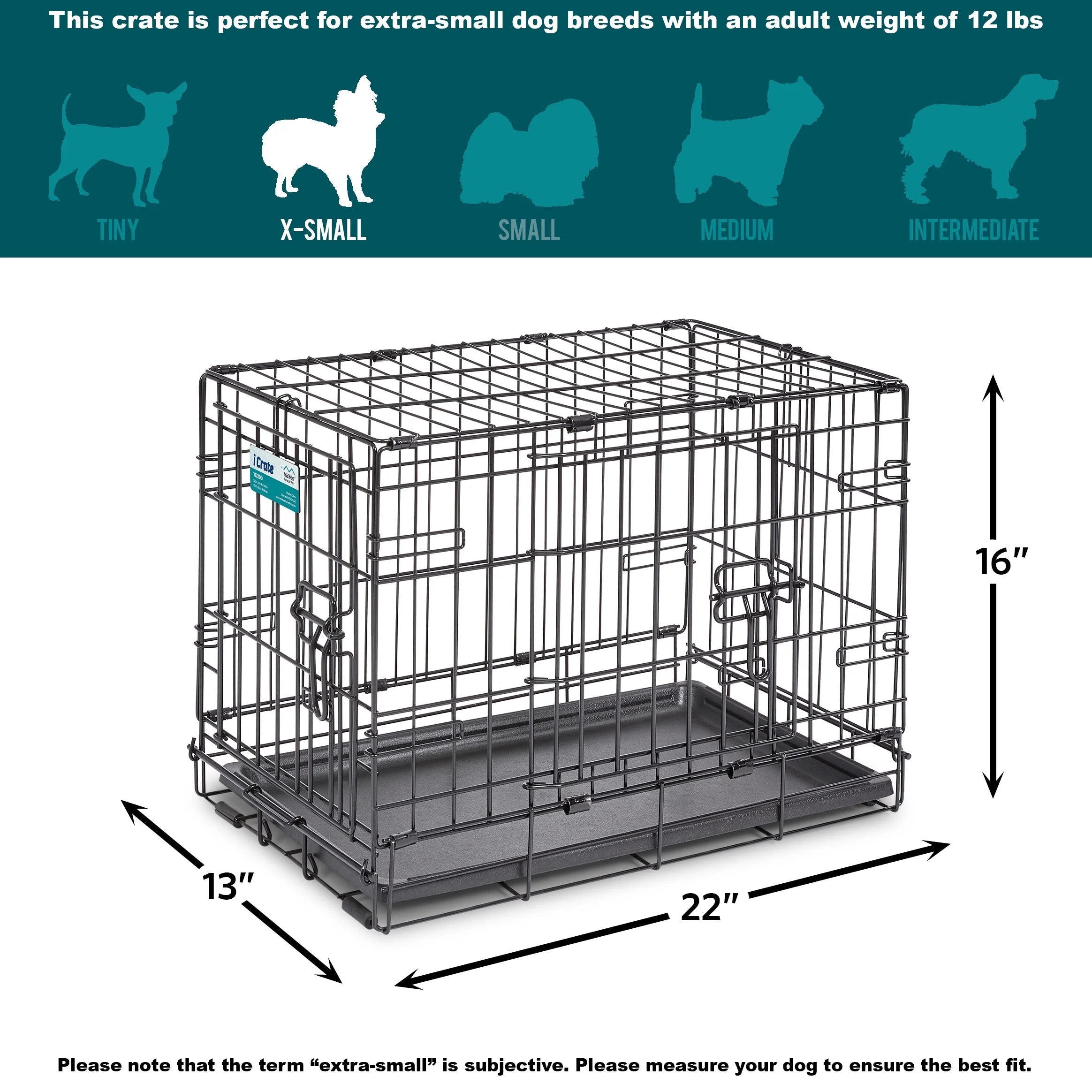 Dog Crate Starter Kit with 22-Inch Double Door Crate, Bed, Cover, and Bowls