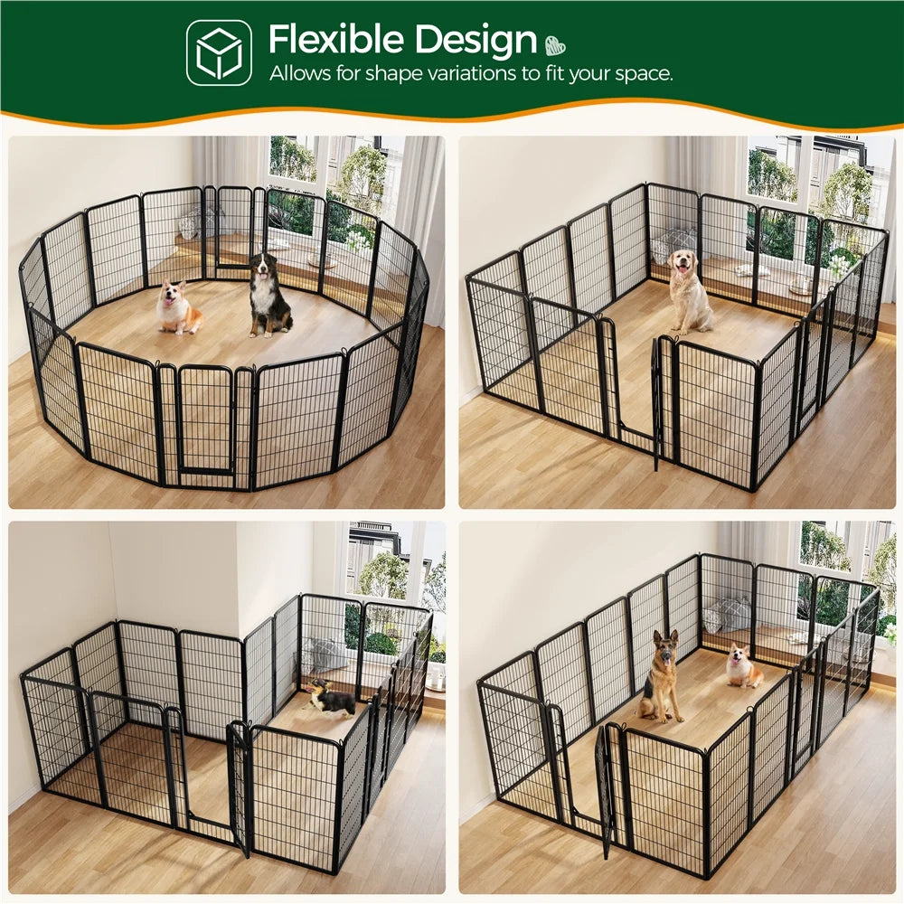 47.2″ Tall 8 Panels Metal Pet Playpen for Exercise Outdoor Indoor Fence, Black