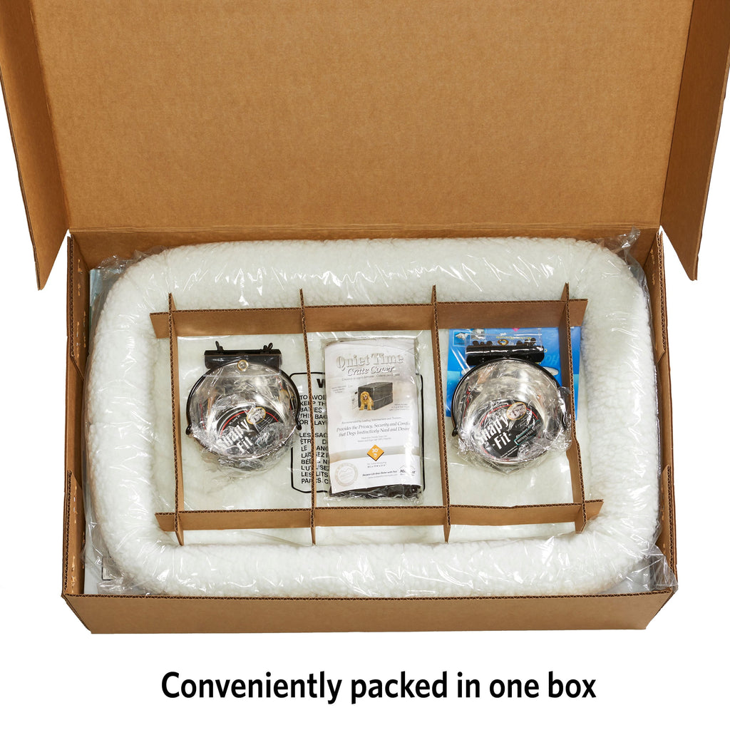 Medium Dog Crate Starter Kit with Double Door Icrate, Pet Bed, Cover & Bowls