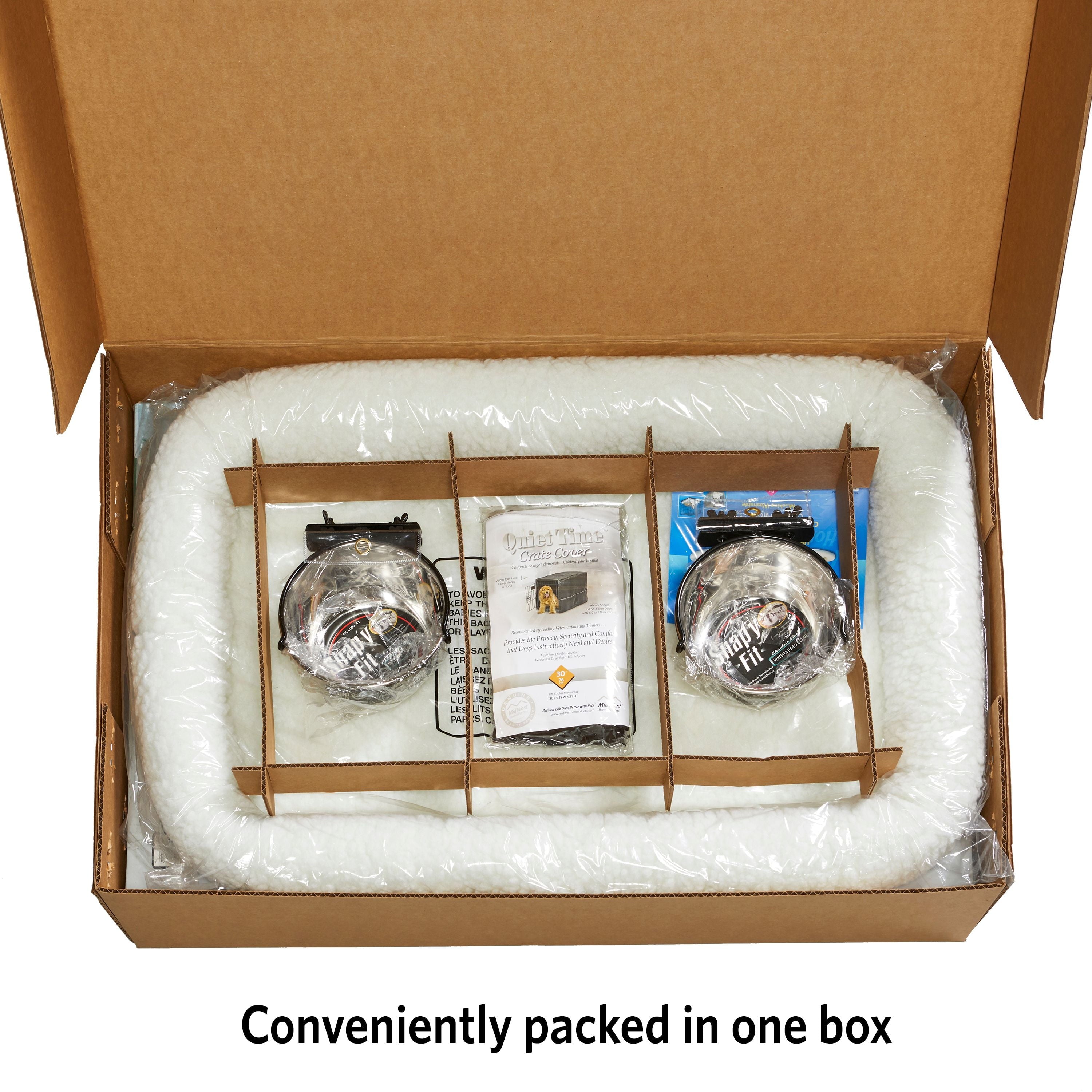 Medium Dog Crate Starter Kit with Double Door Icrate, Pet Bed, Cover & Bowls
