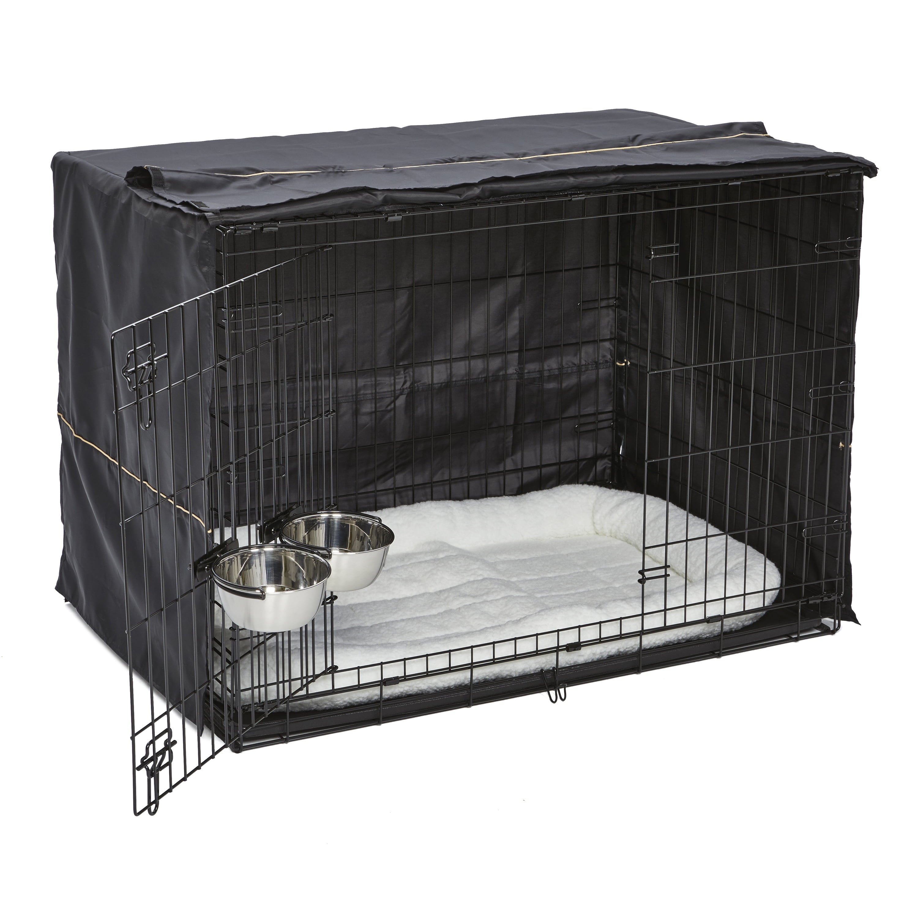 Dog Crate Starter Kit with Bed, Cover & Bowls