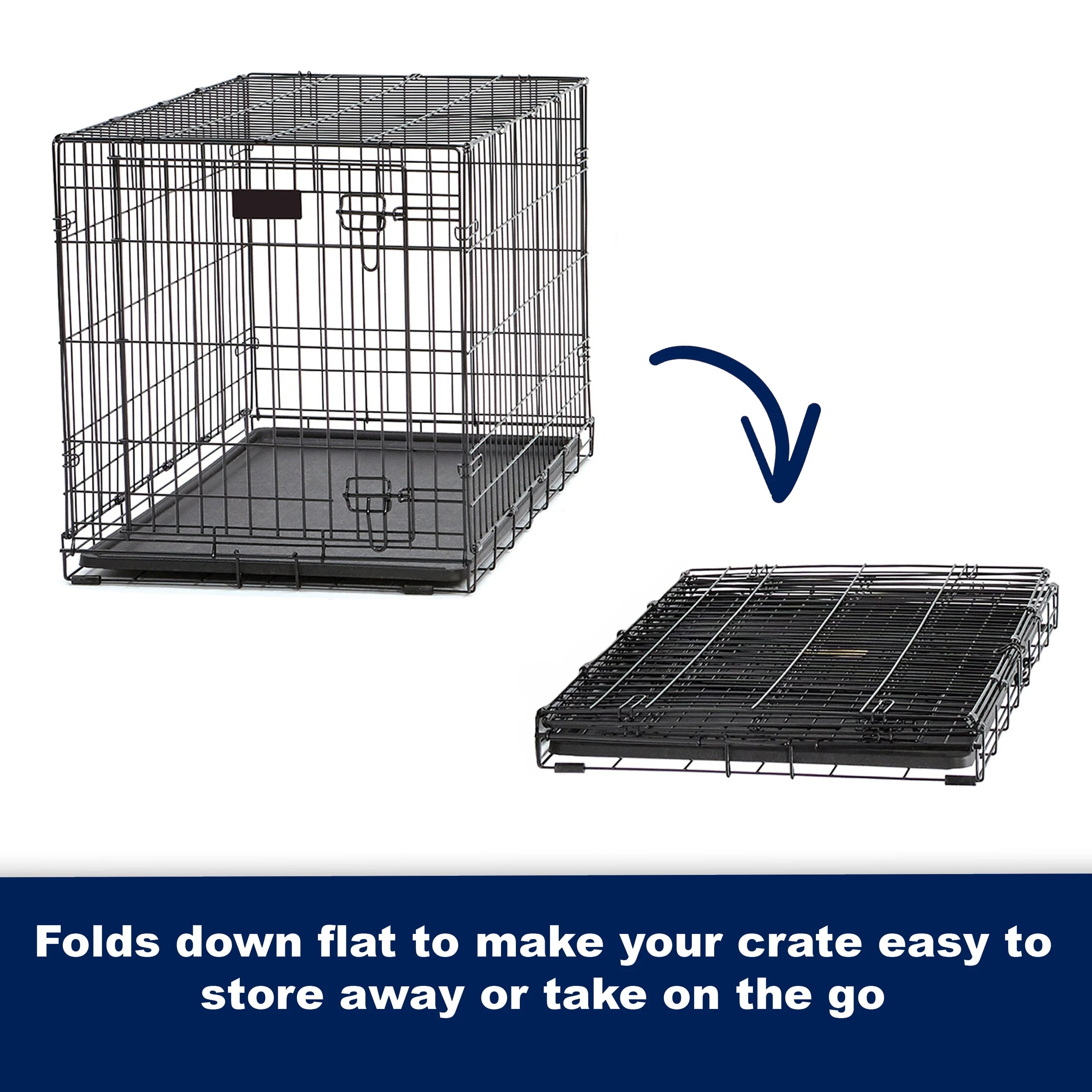 Medium Dog Crate Newly Enhanced Lifestages 30' Double Door Folding Metal Dog Crate with Divider Panel, Floor Protecting Feet & Dog Pan, 1630DD, 30.6L X 19.3W X 21.4H Inches