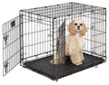 Medium Dog Crate Newly Enhanced Lifestages 30' Double Door Folding Metal Dog Crate with Divider Panel, Floor Protecting Feet & Dog Pan, 1630DD, 30.6L X 19.3W X 21.4H Inches