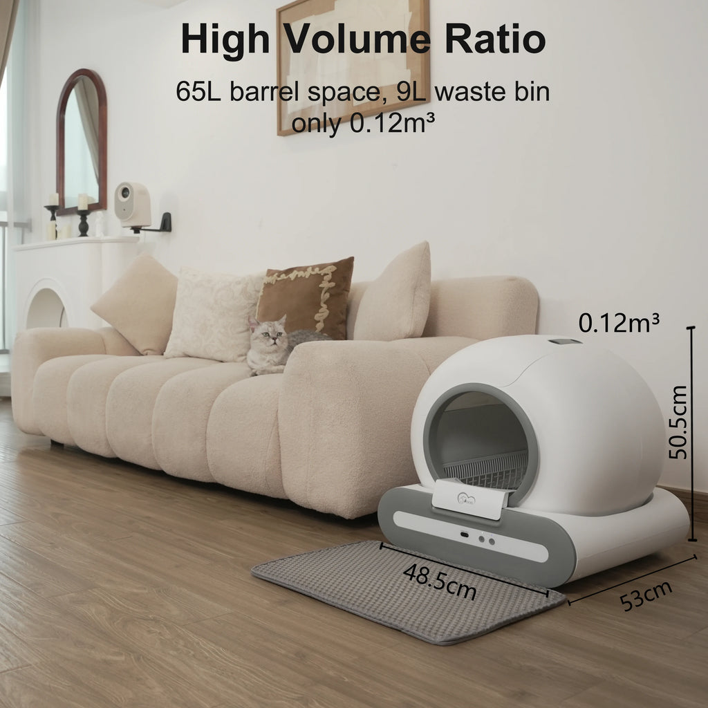 Automatic Cat Litter Box Self Cleaning with App Control & Cat Litter Mat Smart Cat Toilet for Multiple Large Cats