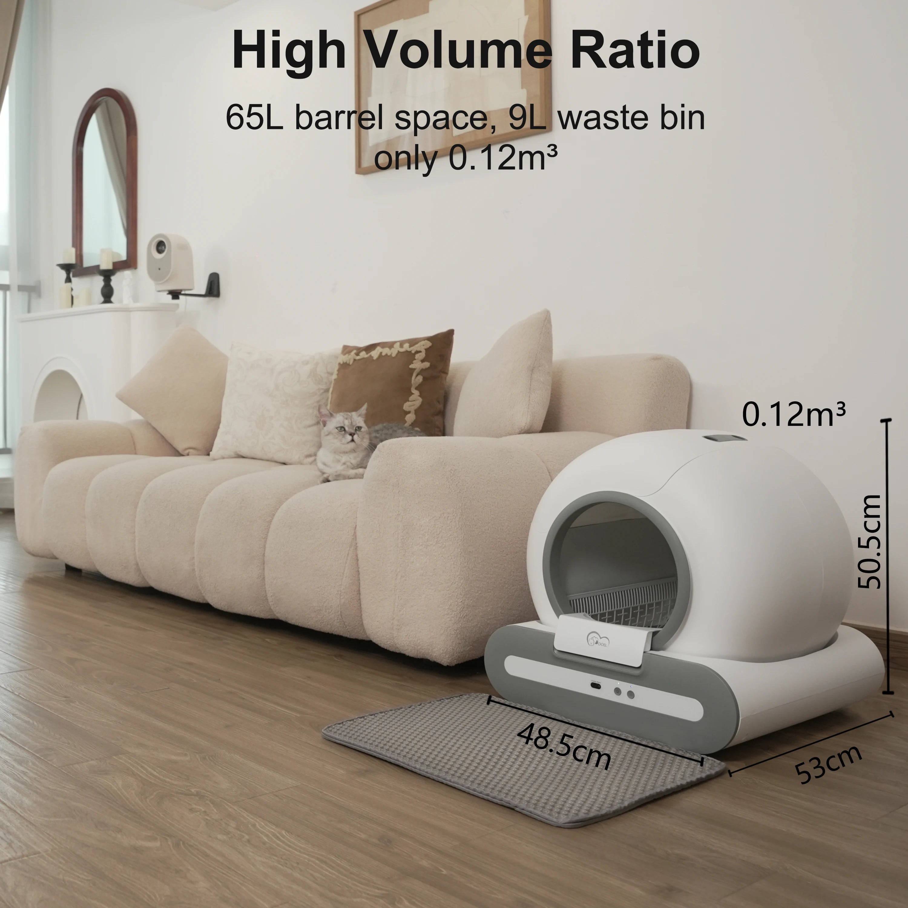 Automatic Cat Litter Box Self Cleaning with App Control & Cat Litter Mat Smart Cat Toilet for Multiple Large Cats