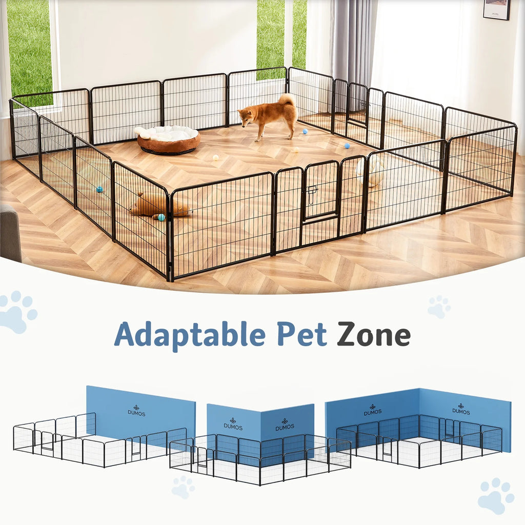 Dog Playpen, 16 Panels 32" Foldable Heavy Duty Metal Puppy Exercise Pen with Doors Indoor Outdoor