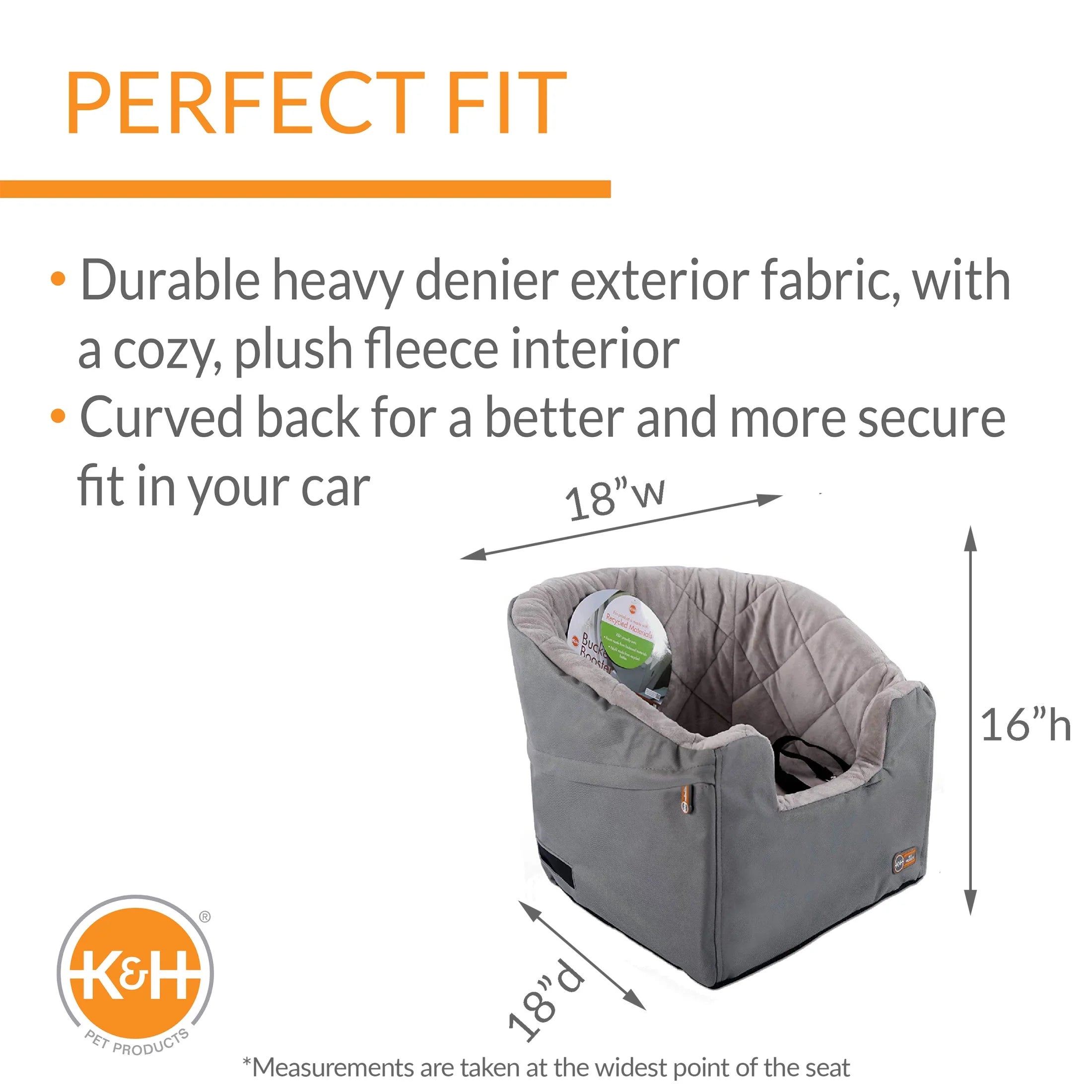 Bucket Booster Dog Car Seat Knockdown Gray/Gray Small