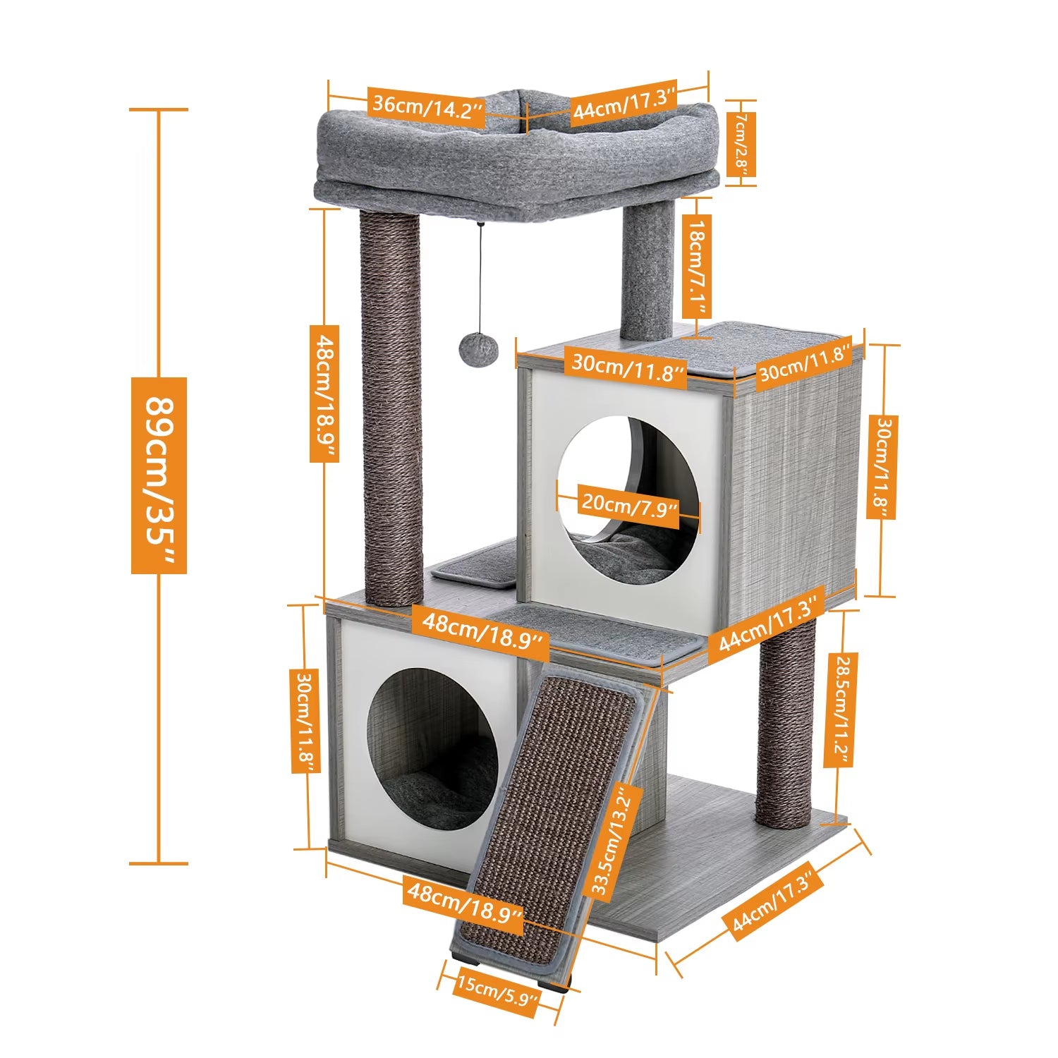Cat Tree House Condo Cat’S Activity Center with Double Condo Indoor Soft Perch Fully Wrapped Scratching Sisal Post Rascador Gato
