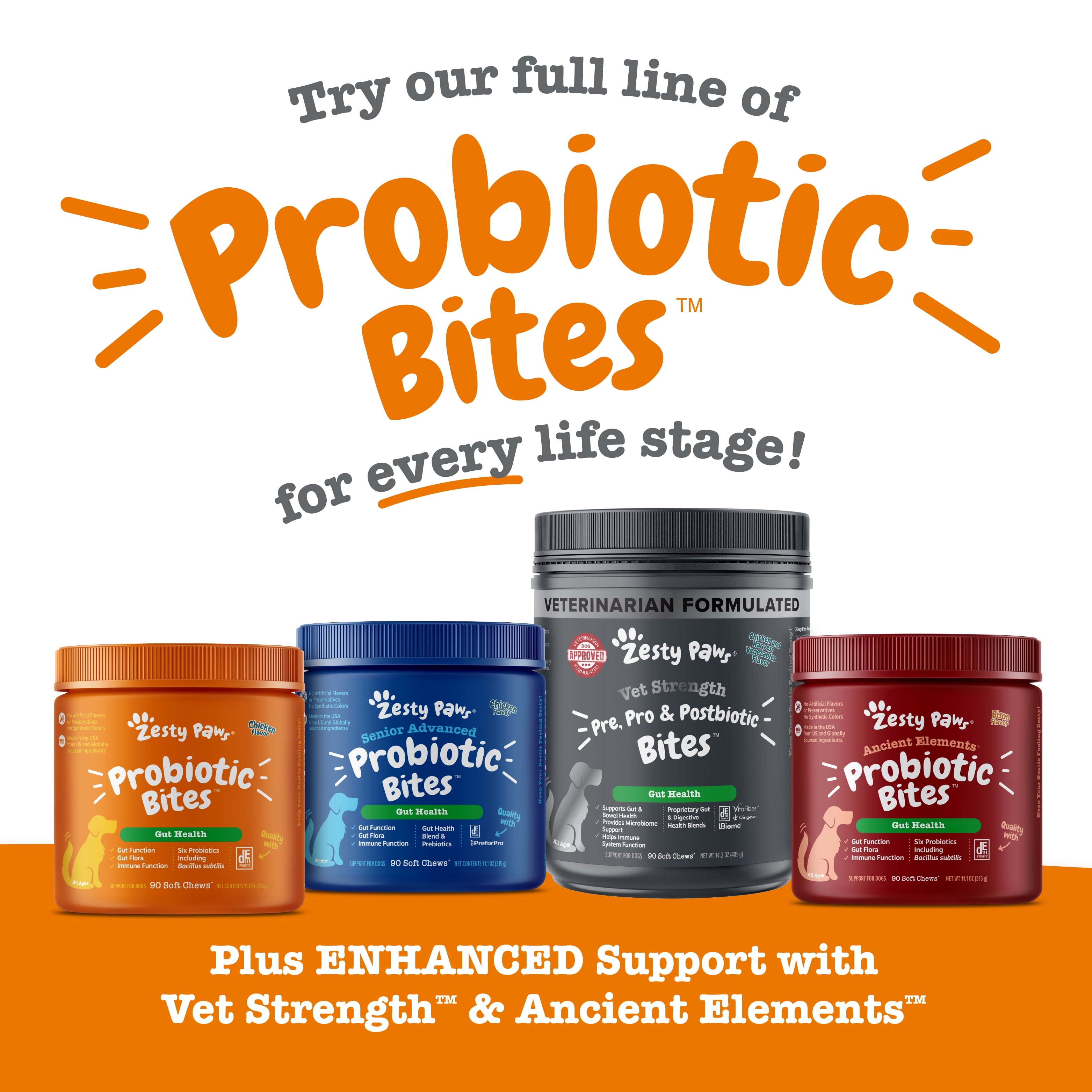 (6 Pack)  Probiotic Bites for Dogs, Pumpkin Flavor, 60 Count