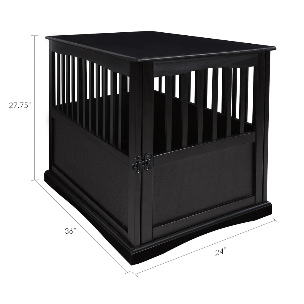 Newport Pet Dog Crate Furniture End Table, Black, 36"