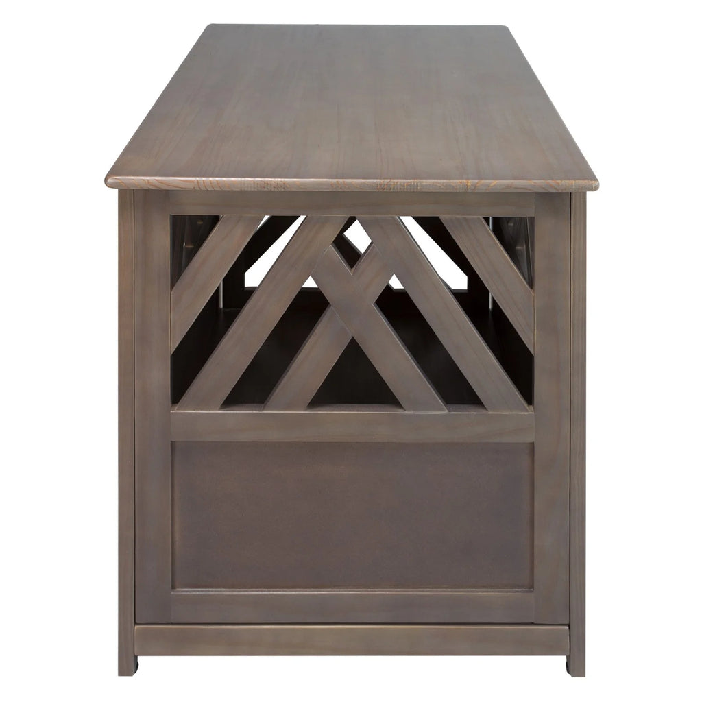 Modern Lattice Wooden Pet Crate End Table