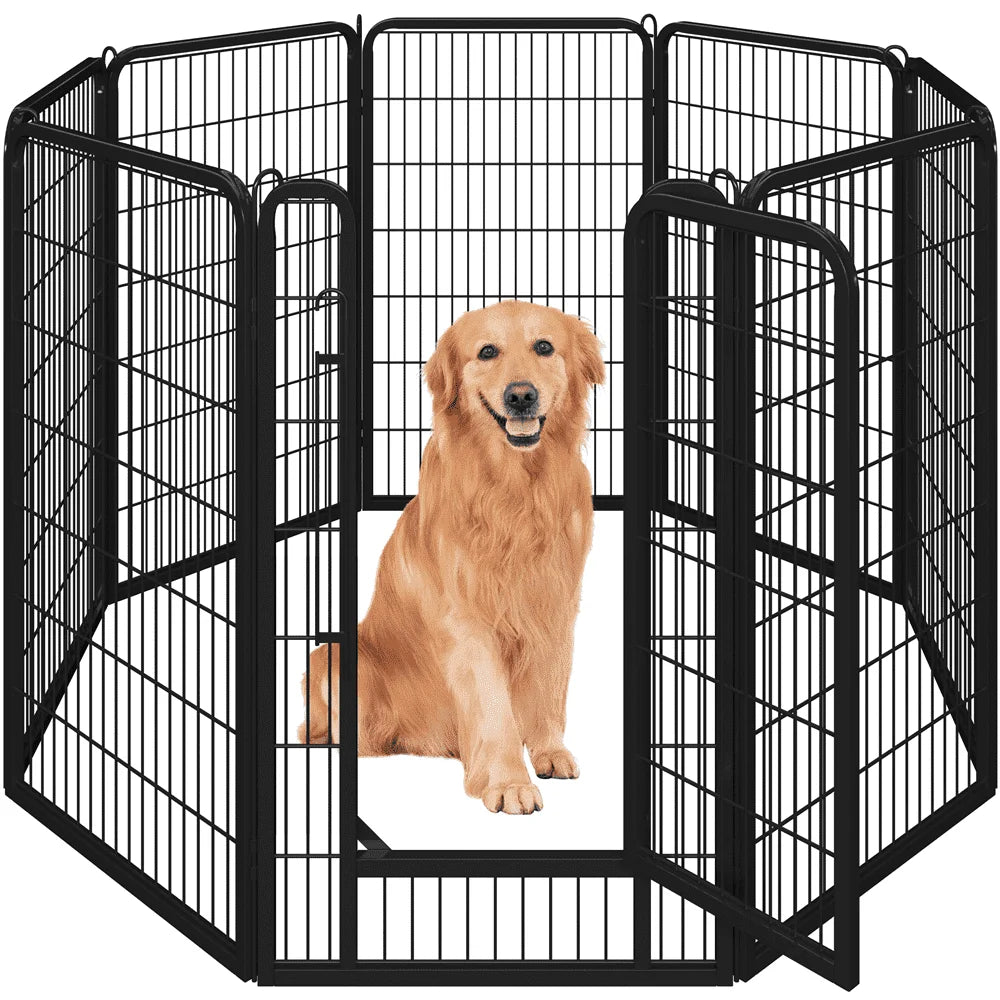 47.2″ Tall 8 Panels Metal Pet Playpen for Exercise Outdoor Indoor Fence, Black
