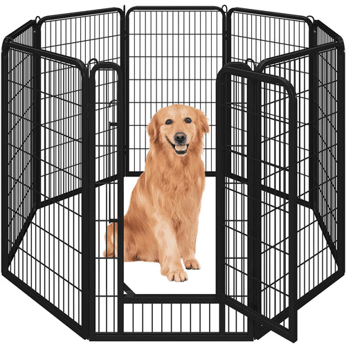 47.2″ Tall 8 Panels Metal Pet Playpen for Exercise Outdoor Indoor Fence, Black