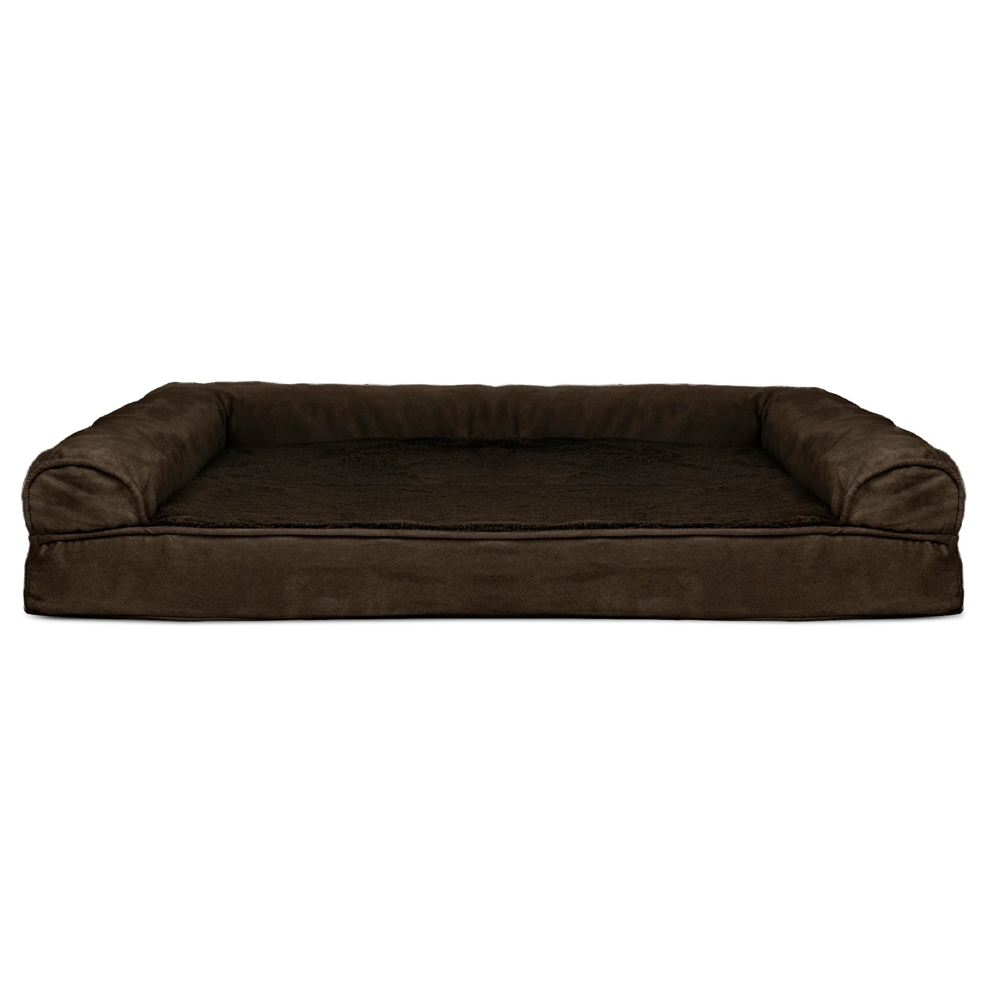 Plush & Suede Cooling Gel Foam Top Sofa Pet Bed for Dogs & Cats - Espresso, Jumbo