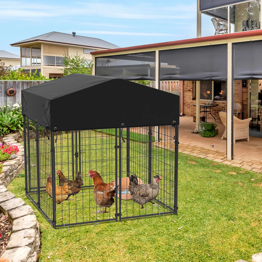 Playpen Welded Wire Dog Kennel W/ Cover, 4.2 Ft. X 4 Ft. X 4.4 Ft
