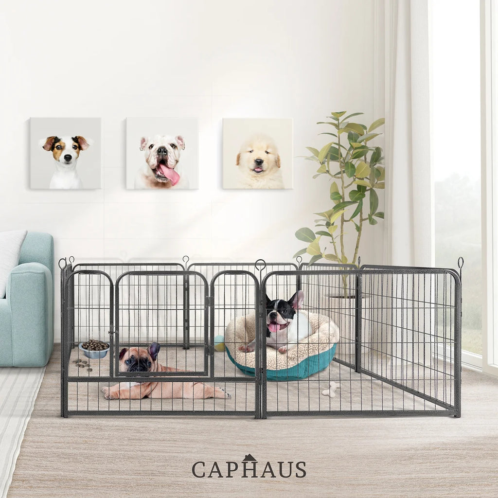 24/32/40 Inch Height Bold Metal Foldable Heavy-Duty Pet Playpen with Door, Available in 8/16/24/32 Panels, Indoor/Outdoor Portable Kennel, Dog/Animals Exercise Fence Cage for Yard, RV, Camping