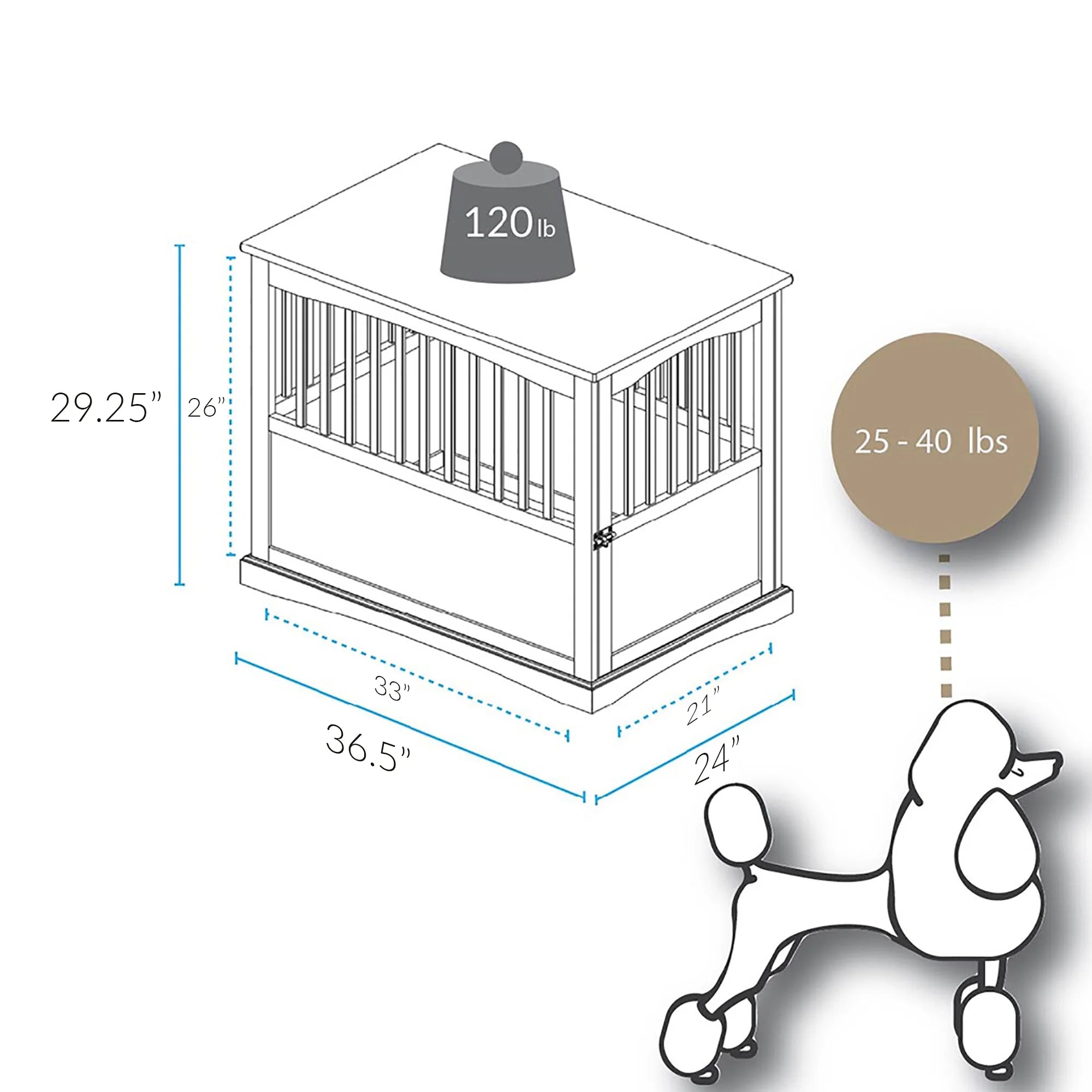 Pet Crate End Table - Walnut