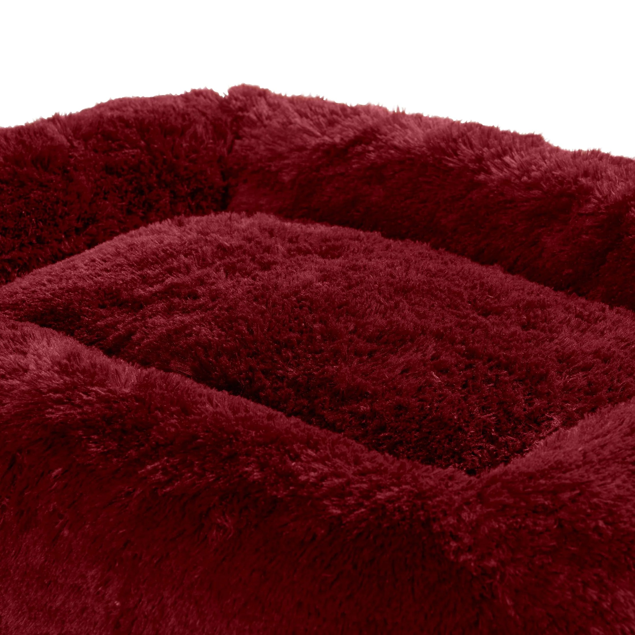 Furry Bolster Large Pet Bed, Red, 36" X 27"