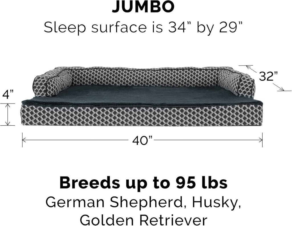 Replacement Dog Bed Cover Comfy Couch Plush & Décor Sofa-Style, Machine Washable - Diamond Gray, Jumbo (X-Large)