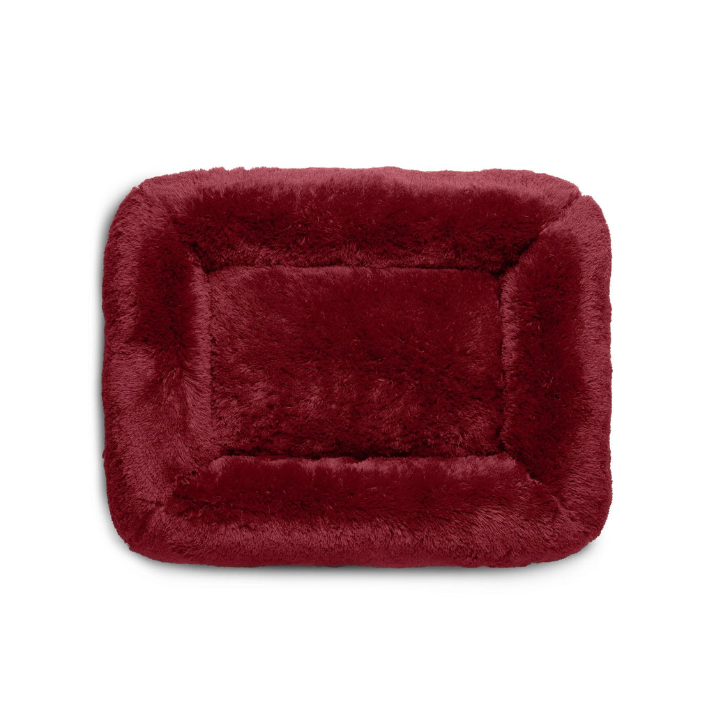 Furry Bolster Large Pet Bed, Red, 36" X 27"