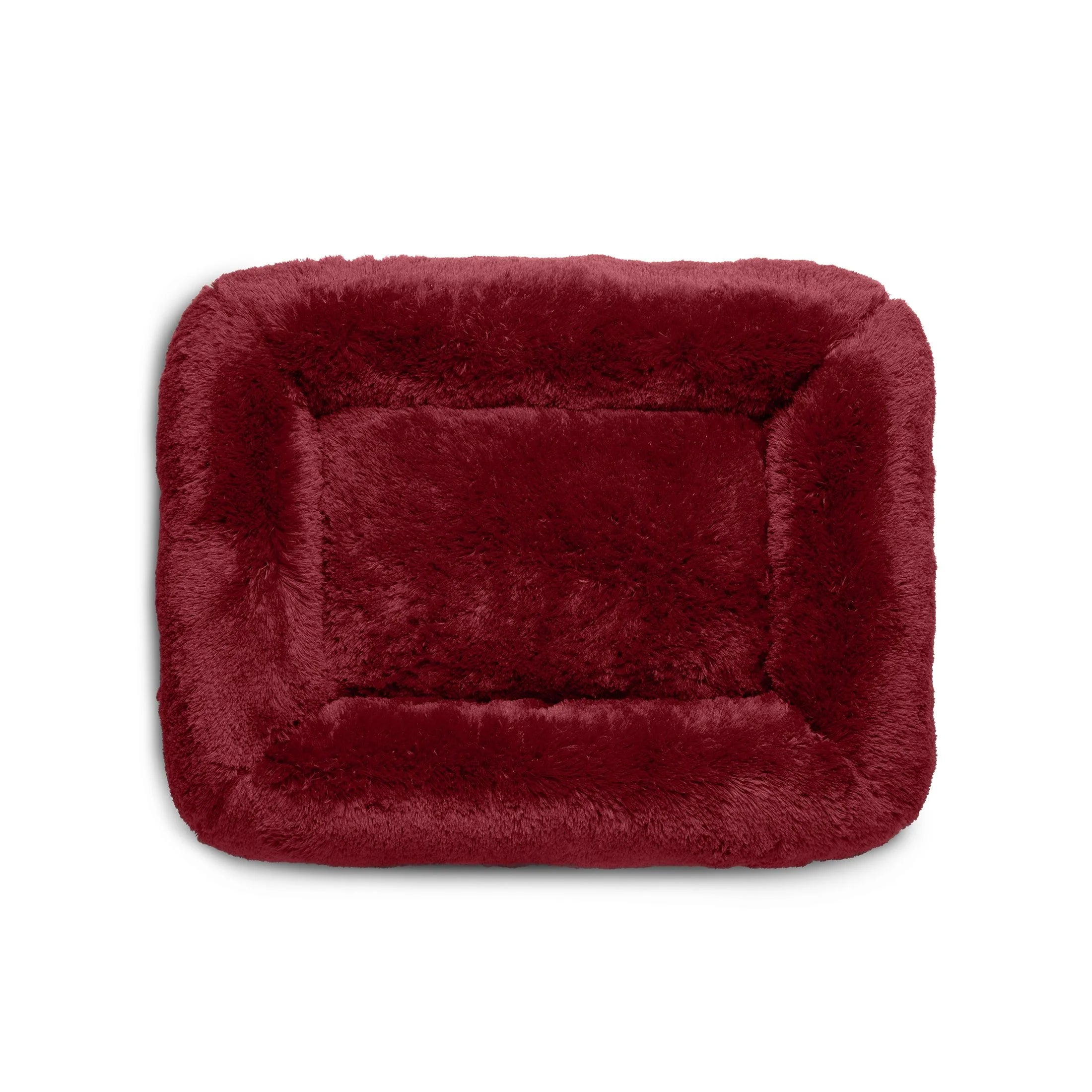 Furry Bolster Large Pet Bed, Red, 36" X 27"