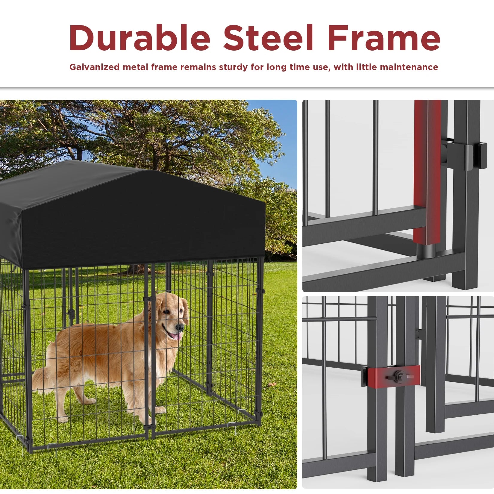 Playpen Welded Wire Dog Kennel W/ Cover, 4.2 Ft. X 4 Ft. X 4.4 Ft